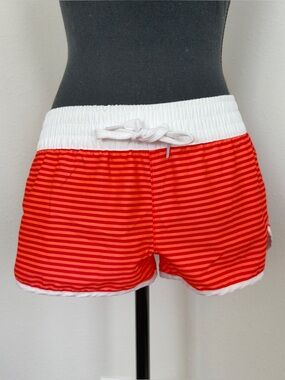 OP Women's Red and White Striped Athletic Shorts